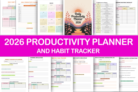 2026 Productivity Planner Habit Tracker Graphic