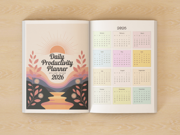 2026 Productivity Planner Habit Tracker Graphic